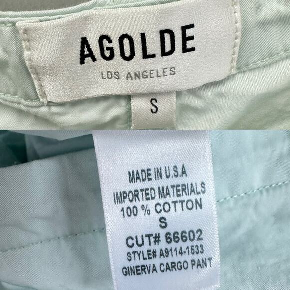 Agolde Ginerva Cargo Parachute Pant in Mochi-Mint Green Size Small Drawstring - Picture 15 of 16